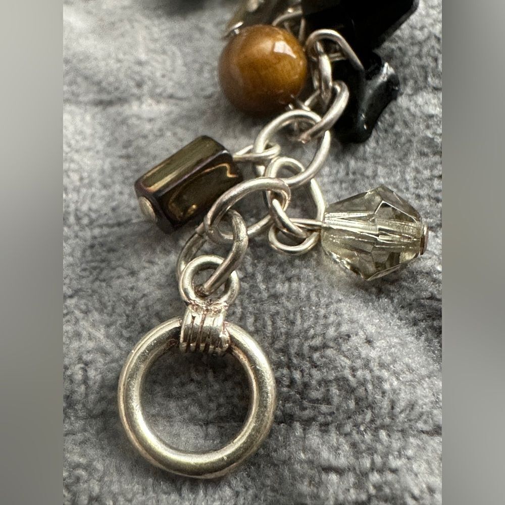 Sterling Silver Charm Bracelet with Genuine Gemstones - Unique Handmade Piece - Picture 12 of 17